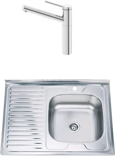 Inter Ceramic Alpaca ICSETICF7187186ICK8060A16L Drop-In Spüle Inox B80xT60cm Silber