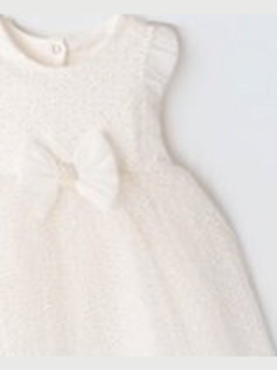 Mädchenkleid Ärmelloses Tüll Für Blumenmädchen Set aus 2 Ecru
