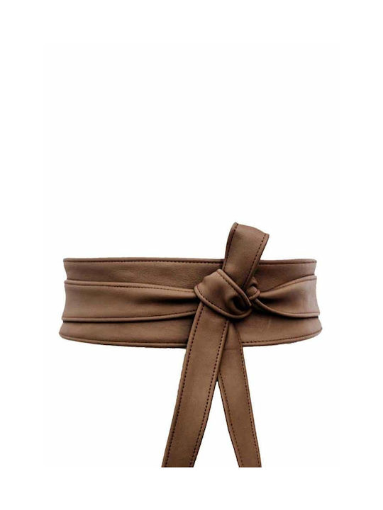 Wide Leather Women's Belt Beige