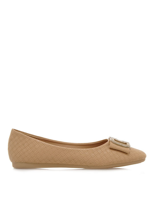 Seven Synthetic Leather Ballerinas Beige