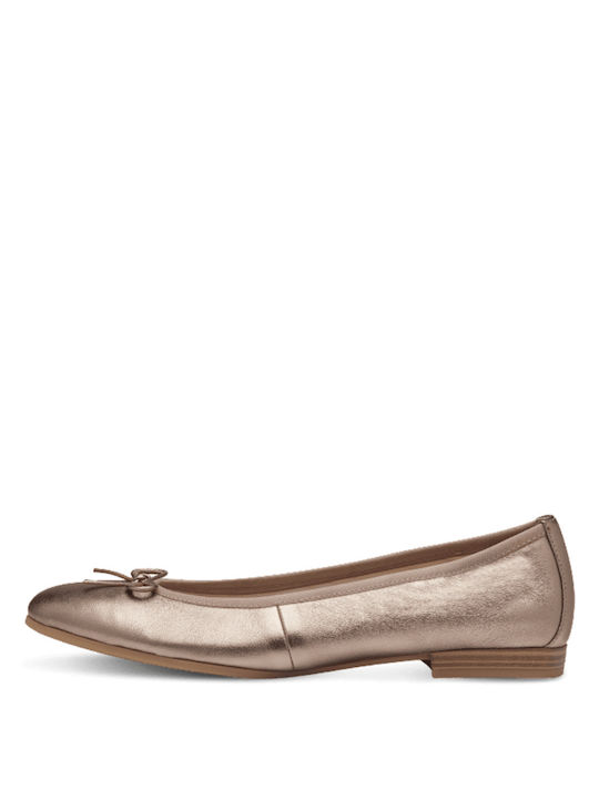 Tamaris Кожени Дамски балетни обувки в Златен Цвят