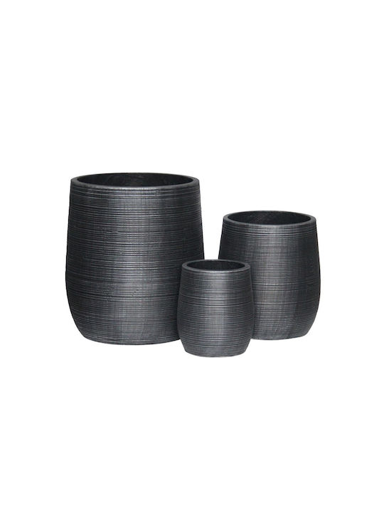 Woodwell Flower Pot Set 3pcs Cement, Anthracite Ε6316,S