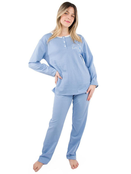 Lydia Creations Winter Women's Pyjama Set Blue