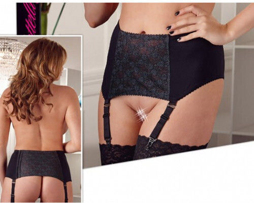 Cottelli Collection Plus Size Ζαρτιέρες με Δαντέλα Μαύρες