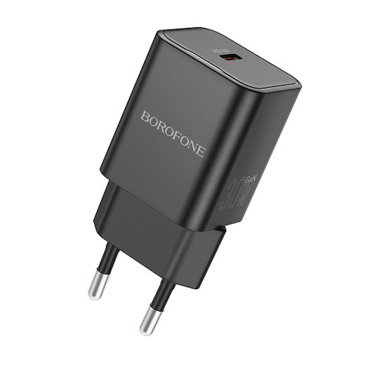Borofone Charger Without Cable GaN with USB-C Port 30W Power Delivery Blacks (BN13 Safety)
