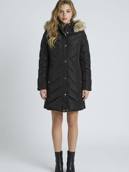 Women's Short Puffer Jacket for Winter Black