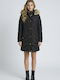 Women's Short Puffer Jacket for Winter Black