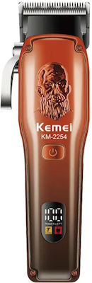 Kemei Επαγγελματική Επαναφορτιζόμενη Κουρευτική Μηχανή Πορτοκαλί KM-2254