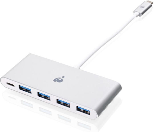 Iogear USB-Hub 5 Anschlüsse USB 2.0 mit Anschluss an einen Computer USB-C / USB-A Weiß