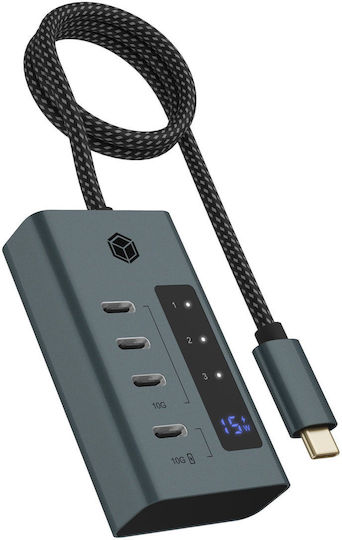 Icy Box Hub 10 Porturi USB 3.2 Cu Conectare USB-A Gri