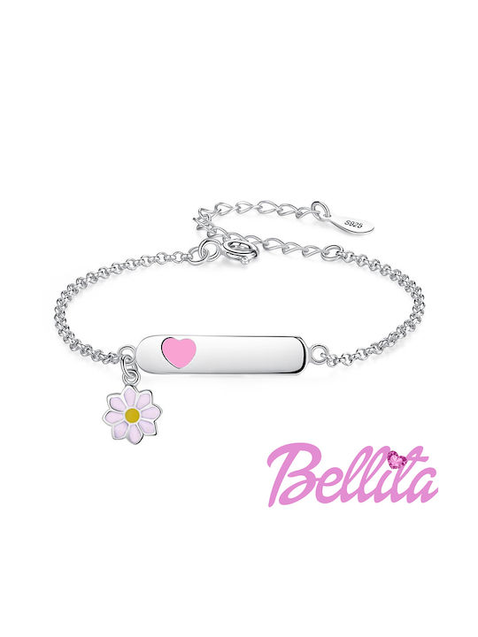 Bellita Kinderarmband ID aus Silber mit Herz & Blume