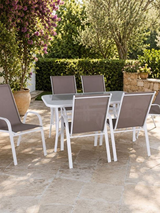 Garten- und Outdoor-Möbelsets Rio 6 Stück Weiß ...