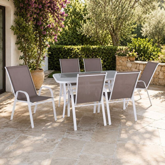 Garten- und Outdoor-Möbelsets Rio 6 Stück Weiß E250,21L