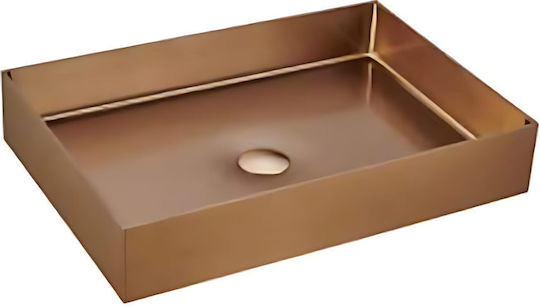 Tema Επικαθήμενος Νιπτήρας Inox 55x38x10cm Rose Gold
