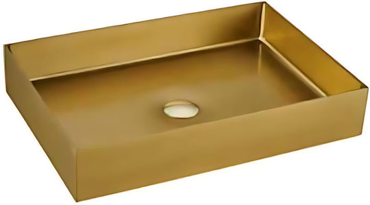 Tema Countertop Sink Porcelain 55x38x10cm Brushed Gold
