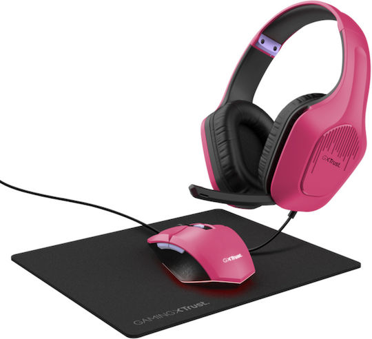 Trust GXT 790 Over Ear Gaming Headset με σύνδεση USB Ροζ