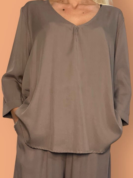 Innocent Damen Bluse mit 3/4 Ärmel grey