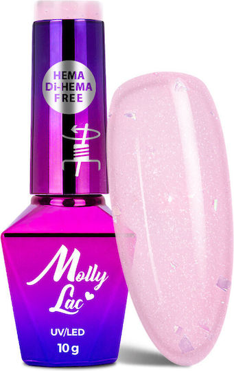 Molly Lac Ημιμόνιμο Βερνίκι Νυχιών Sparkling French Romantic Glow 704 με Glitter 10gr