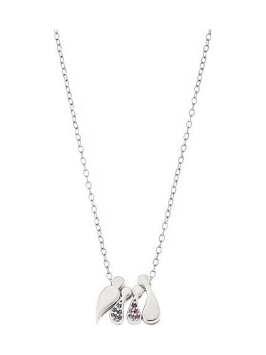 Senza Family Necklace Made of Silver with Zirco...