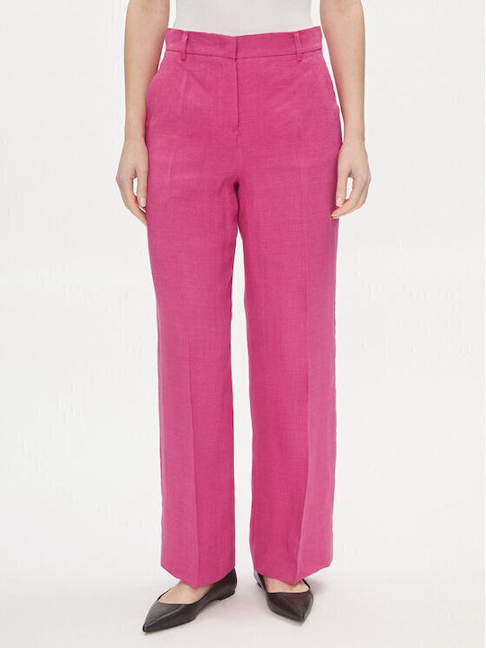 Weekend Maxmara Γυναικείο Υφασμάτινο Παντελόνι σε Ίσια Γραμμή Ροζ