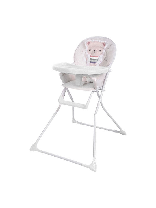 FreeOn Ben Pliabil Scaun de masă pentru bebeluși cu cadru metalic și scaun din material textil Roz