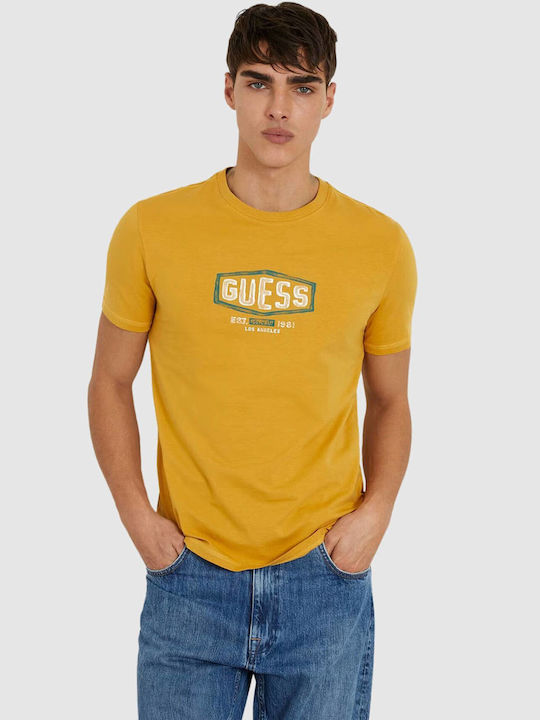 Guess Ανδρικό T-shirt Κοντομάνικο Κίτρινο
