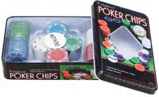 Texas Holdem Set 100 Fise de Poker 4gr in Cutie metalică