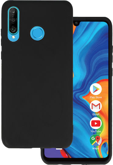 Matt Umschlag Rückseite Silikon Schwarz (Huawei P30 Lite)