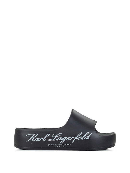 Karl Lagerfeld Logo Frauen Flip Flops mit Plattform in Schwarz Farbe