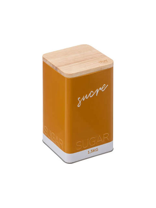 Marva Sugar Coffee Storage Box with Lid Wooden Yellow 10.7x10.7x19.3cm 1 Piece
