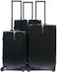 Traveleo Travel Suitcases Black with 4 Wheels Set of 3pcs