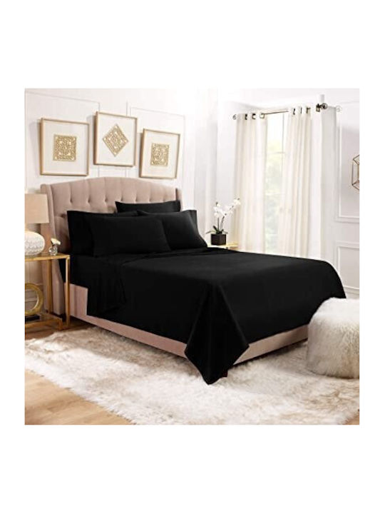 MayHome Bettlaken Semi-Doppel Flanell 180x240cm. Schwarz