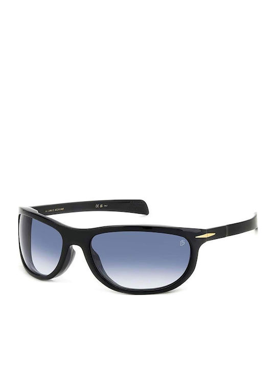 David Beckham Men's Sunglasses with Black Plastic Frame and Blue Gradient Lens DB 7117/s 807/08