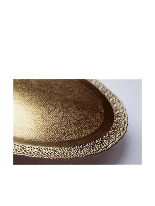 Plastic Round Serving Tray with Handles in Gold Color 1pcs