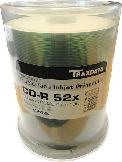 Traxdata Εγγράψιμα CD-R 52x 700MB Cake Box 100τμχ