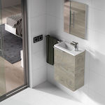 Ravenna Bench with Washbasin & Mirror L58xW22xH40cm Pocket Oak