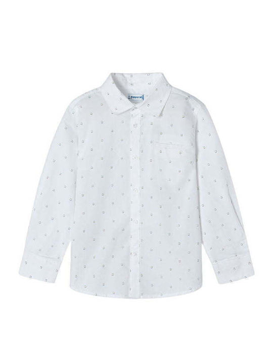 Mayoral Kinder Polka Dot Hemd Langarm Weiß
