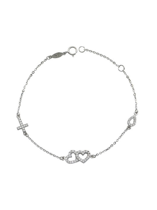 9K white gold bracelet with white cubic zirconia (BP000989)*