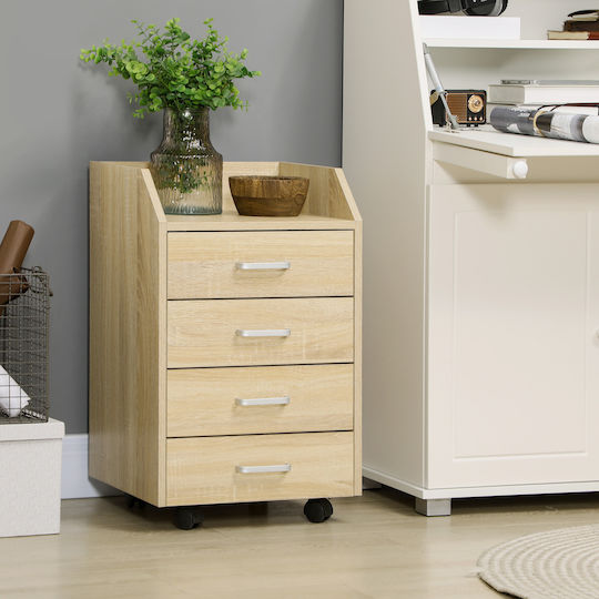 Schublade Büro mit Rädern Φυσικό Ξύλο 40x36x65cm