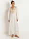 Greek Archaic Kori Maxi Dress with Ruffle White-Gold