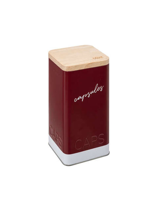 Marva General Use Vase with Lid Metallic Red 9x9x18cm 1 Pieces