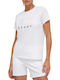 DKNY Γυναικεία Αθλητική Μπλούζα Κοντομάνικη Λευκή