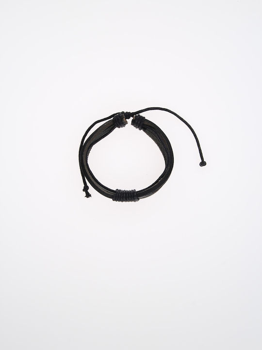 Leather bracelet with Avξομείωσηino Black