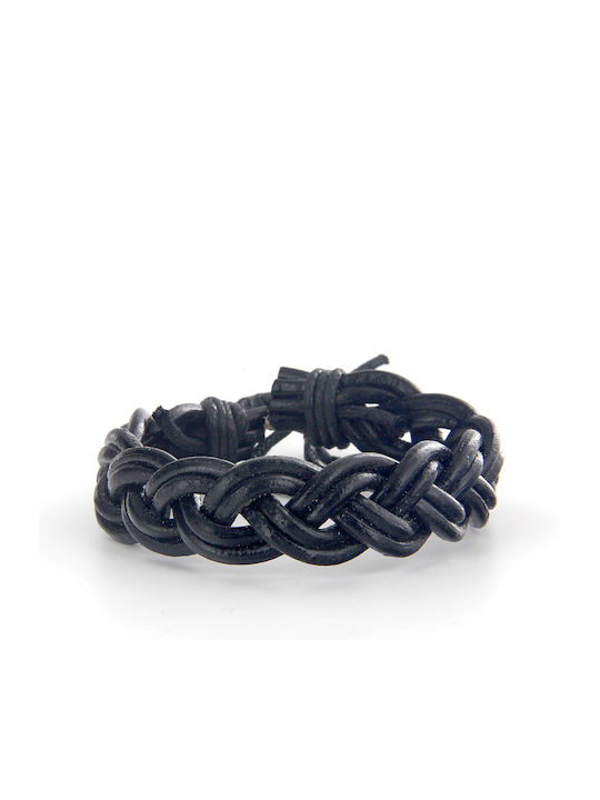 LEATHER BRACELET BRAID BLACK