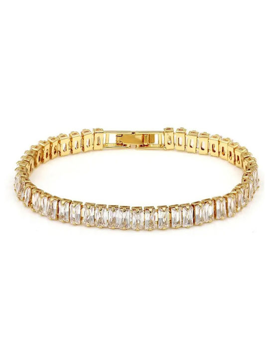 Women's Riviera Bracelet with Zircon Stones White steel 316L gold bode 03358