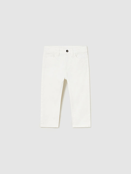 Mayoral Kids Trousers White Slim Fit