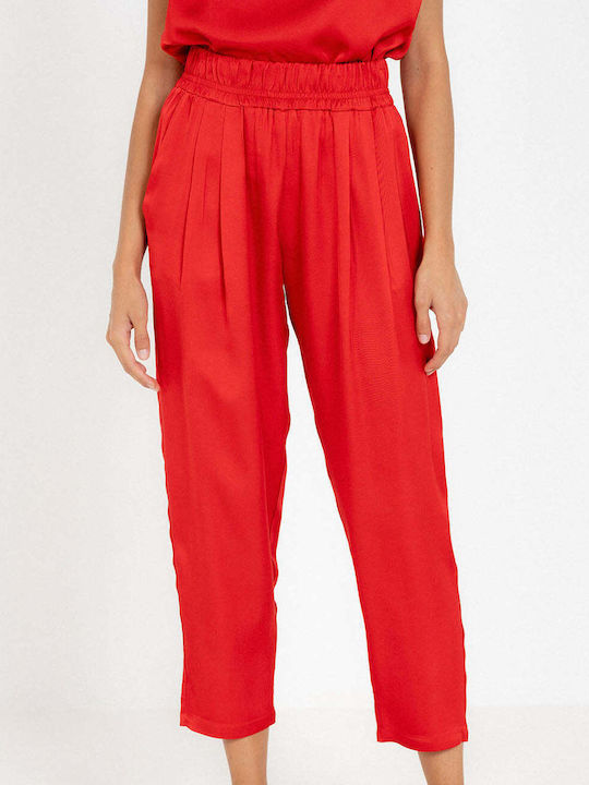 Philosophy Wear Women's Satin Trousers with Elastic Red