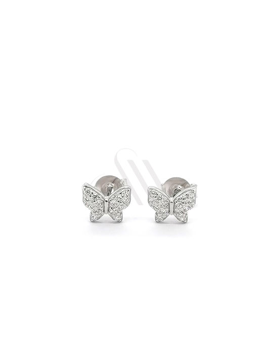 Earrings Butterflies White Silver 925