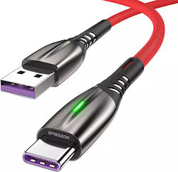 Emeszon LED USB 2.0 Cable USB-C male - USB-A Κόκκινο 1m