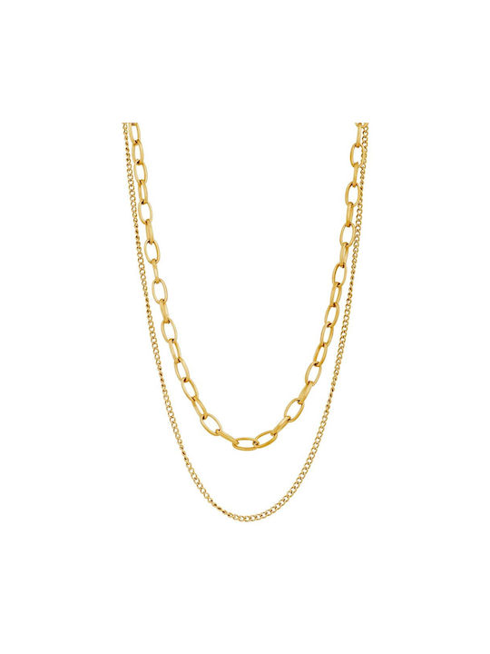 stainless steel double gold necklace stainless steel double gold necklace